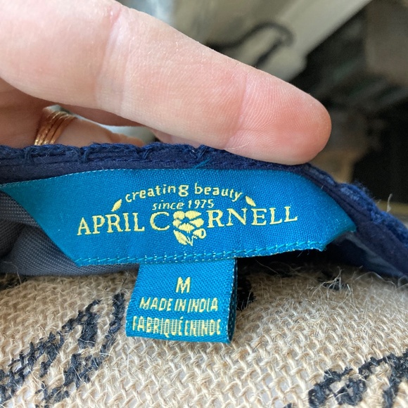 April Cornell Jewell Collection Midnight Blue Velvet Dress Sz M Embroidered - Picture 6 of 13